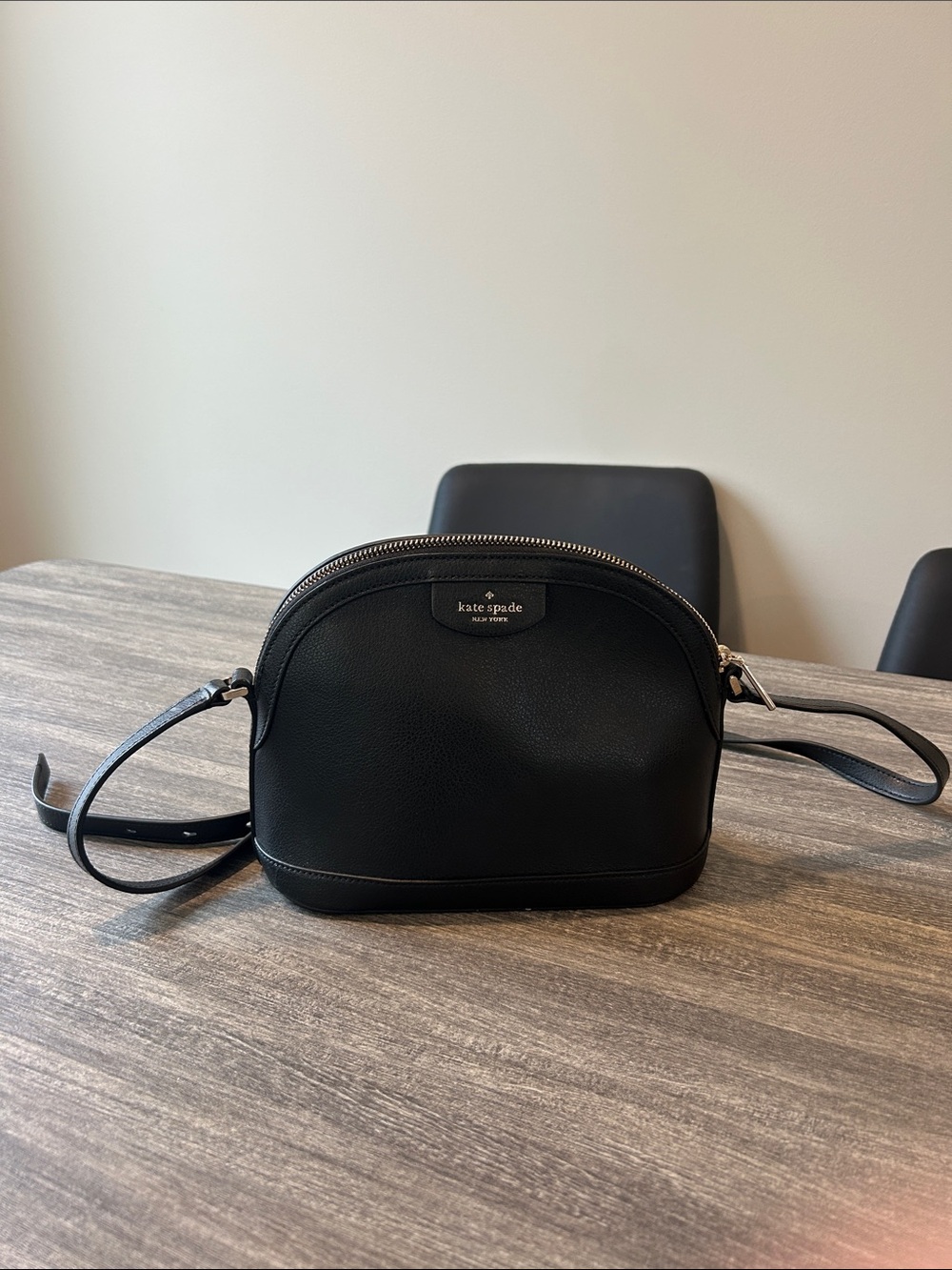 kate spade Black Pebbled Leather Crossbody Dome Bag